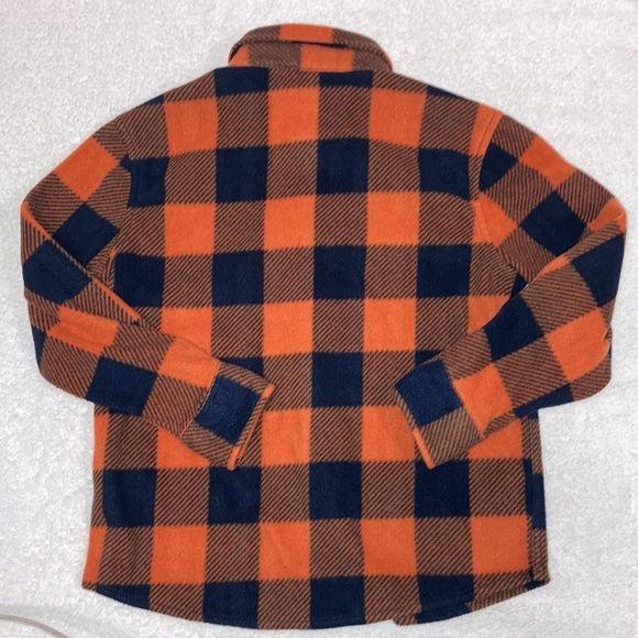 Jumping beans Buffalo check orange navy fleece button down size 6 - Picture 6 of 7
